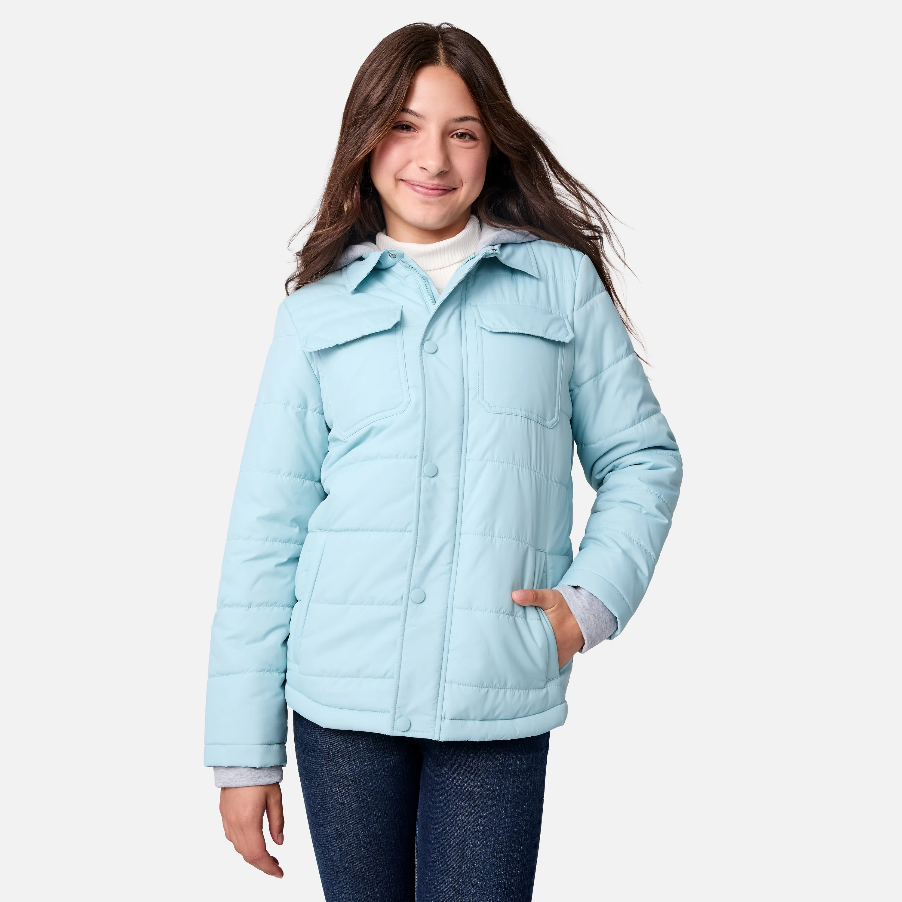 Girls' Trail Puffer Hoodie Shacket - Image 5
