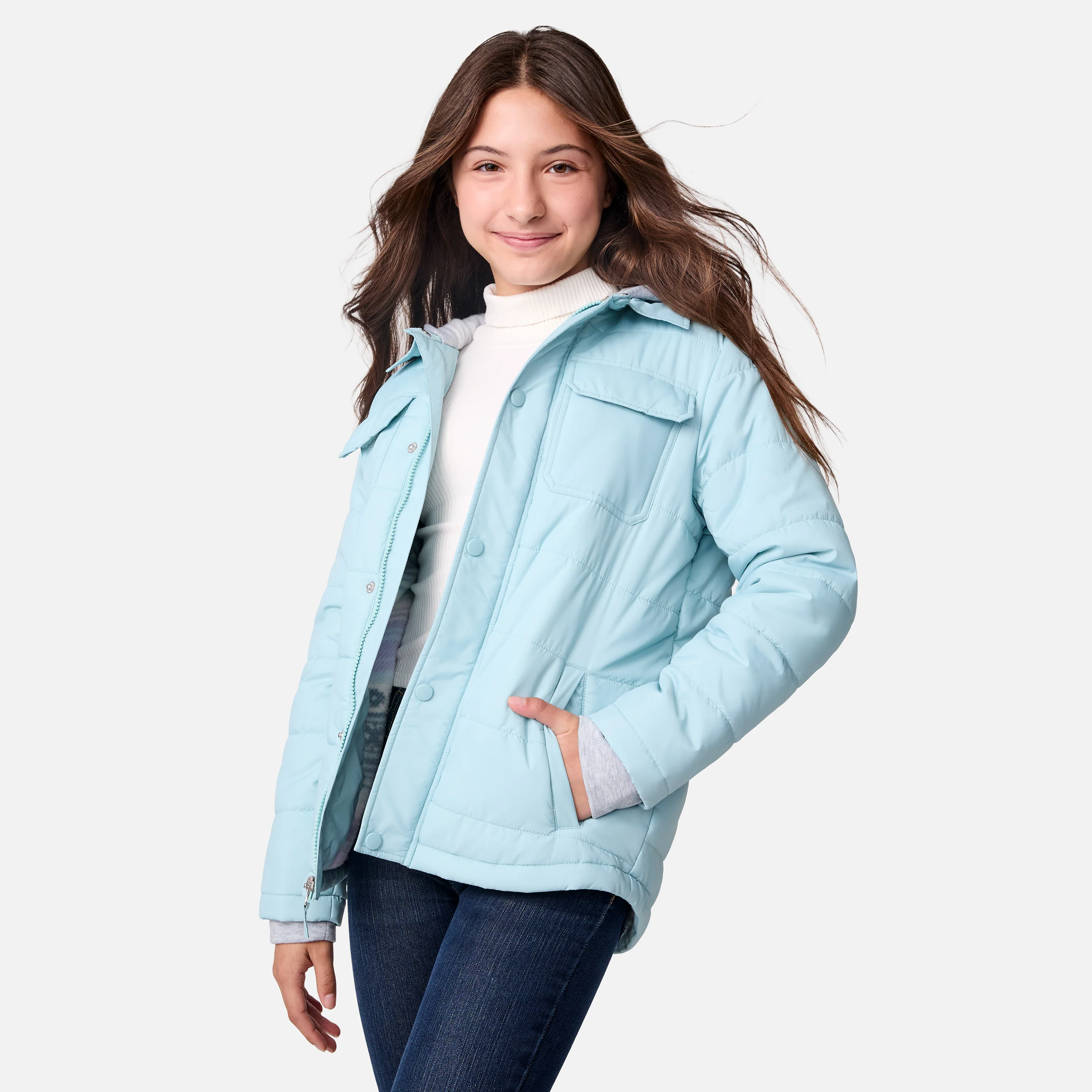 Girls' Trail Puffer Hoodie Shacket - Image 7