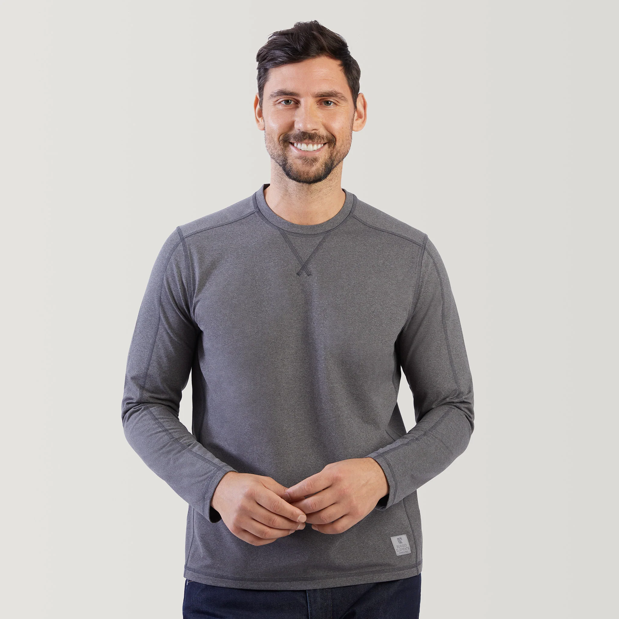 Men's FreeCycle® Sueded Melange Long Sleeve Crew Neck - Image 7