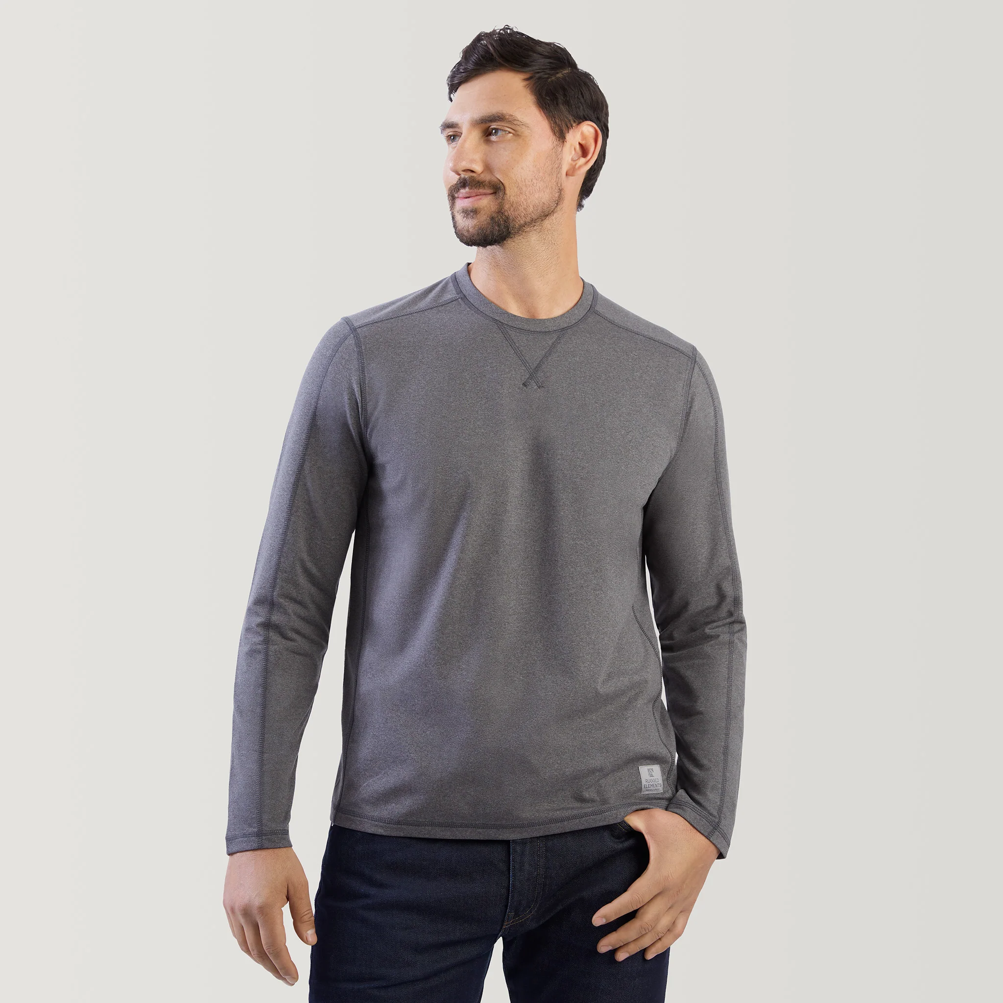 Men's FreeCycle® Sueded Melange Long Sleeve Crew Neck - Image 8