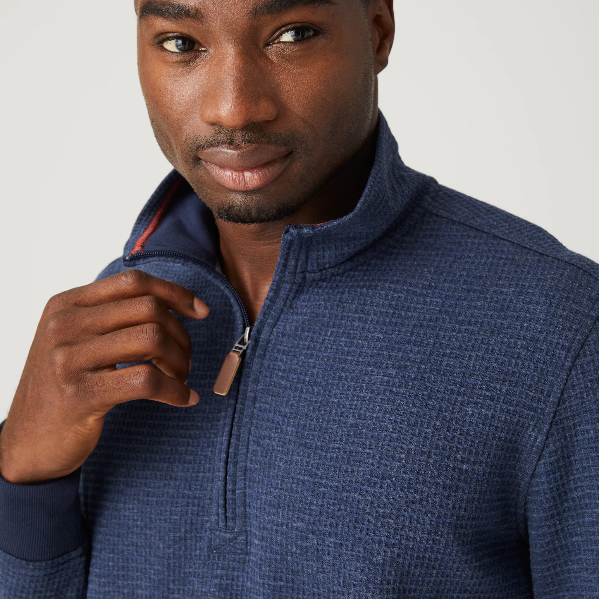 Men's Glenclyffe Waffle 1/4 Zip Mock Neck Shirt - Image 5