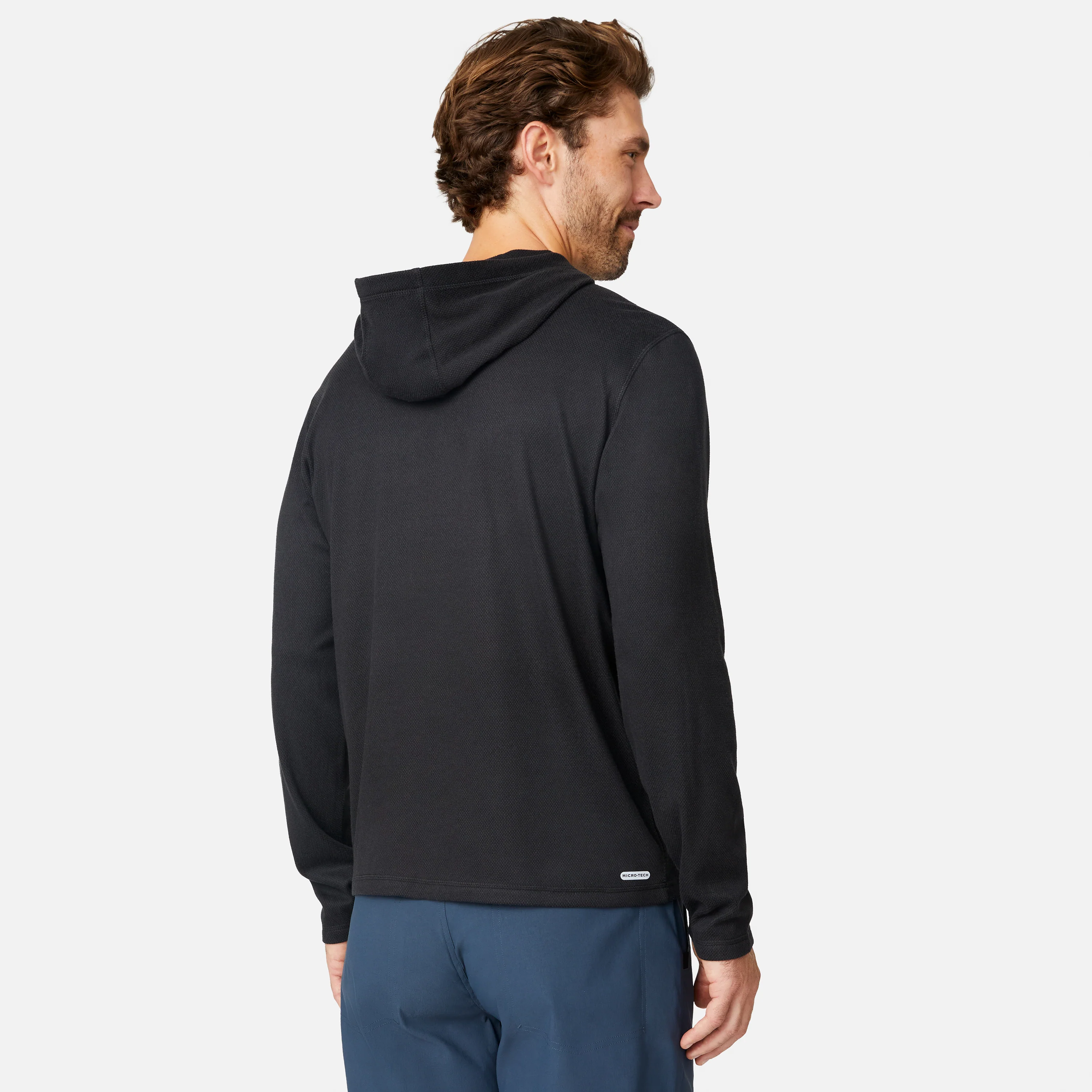 Men's Sueded Pique Microtech® Long Sleeve Hoodie - Image 3