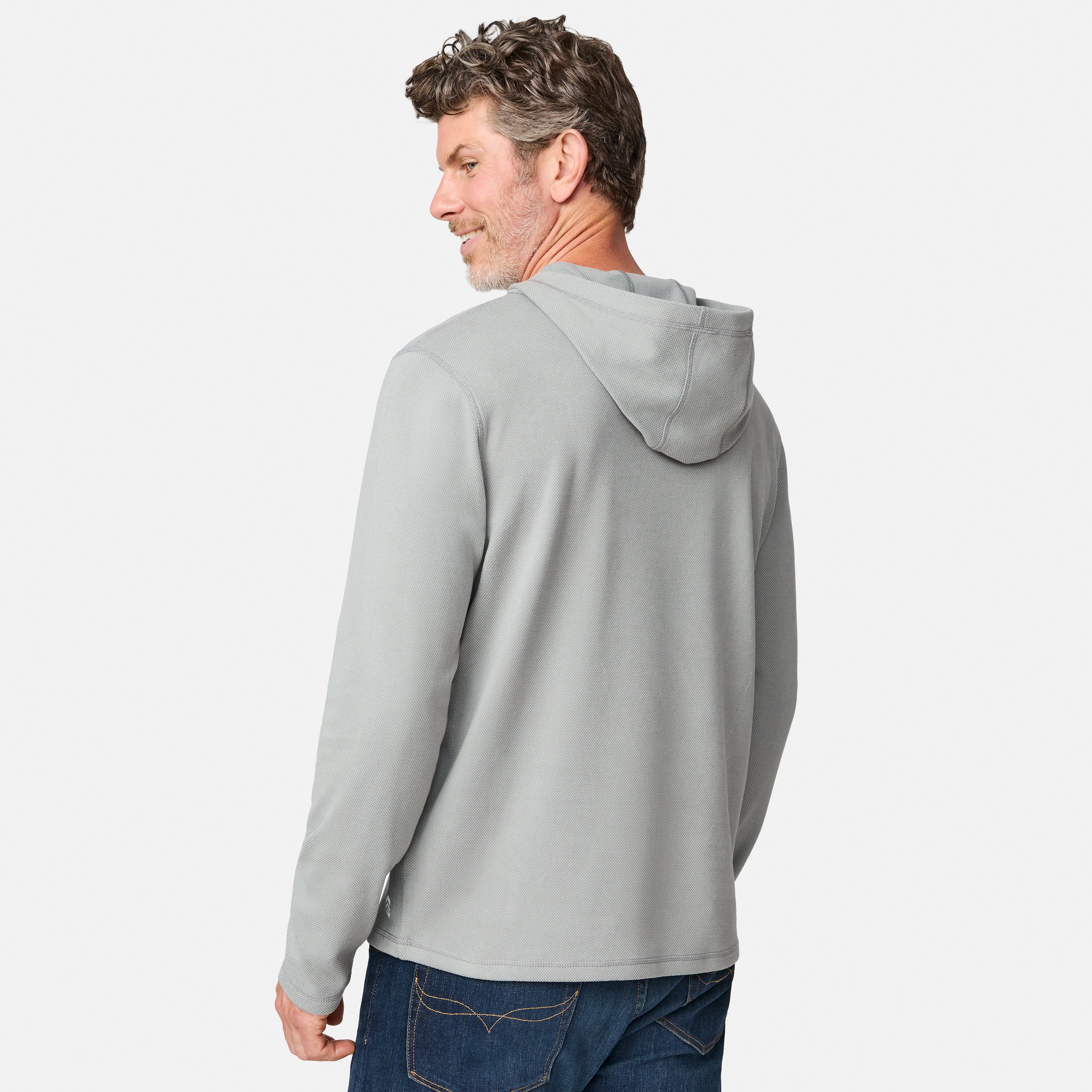 Men's Sueded Pique Microtech® Long Sleeve Hoodie - Image 9