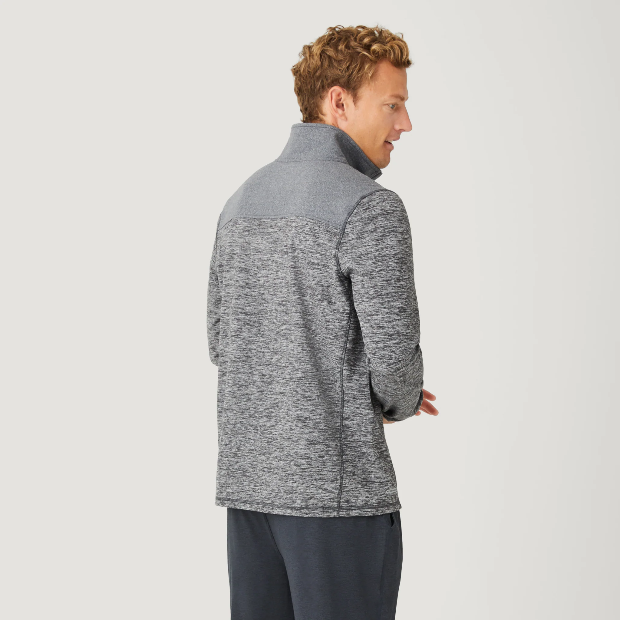 Men's Sueded Spacedye 1/2 Zip Colorblock Mock Neck Shirt - Image 15