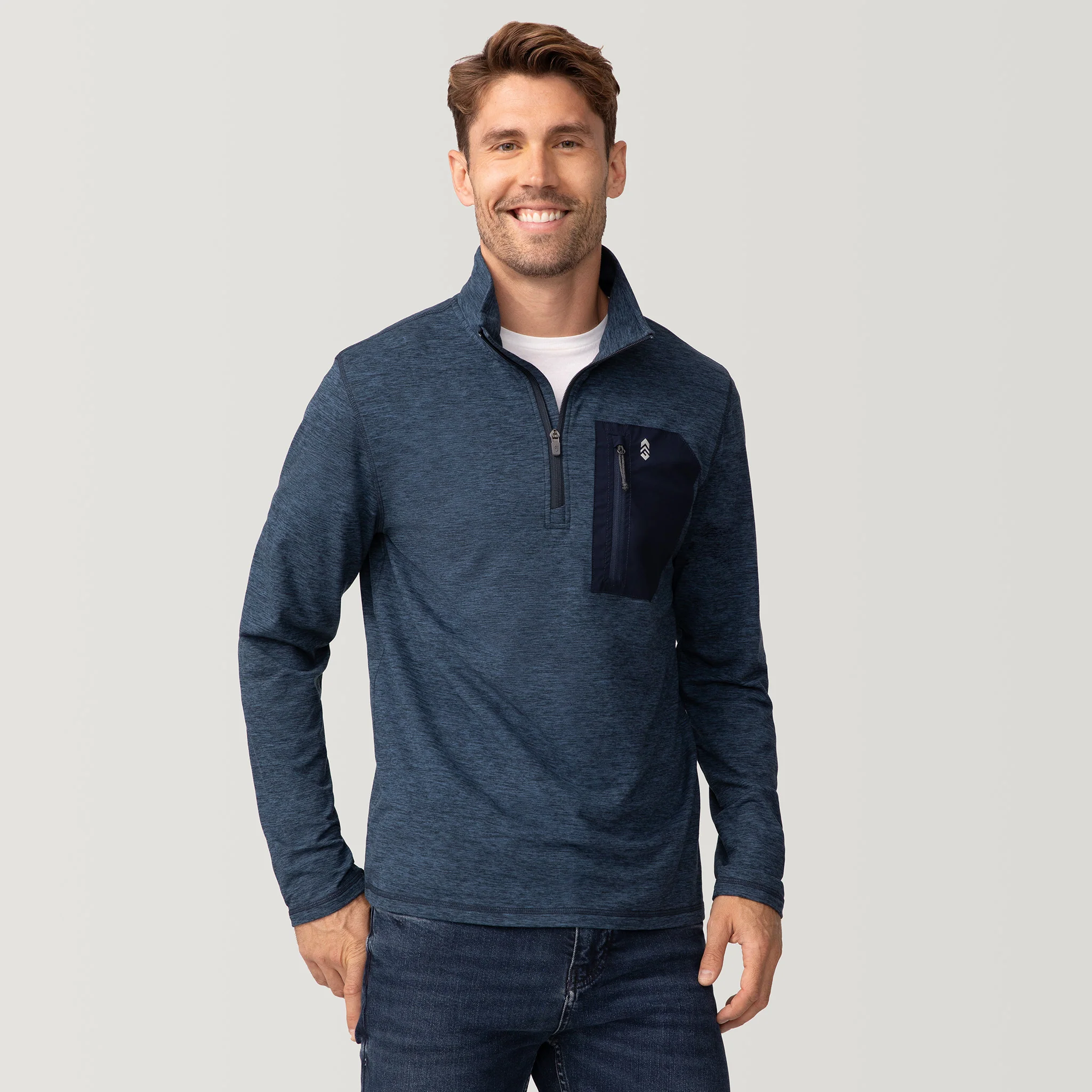 Men's Sueded Spacedye Quarter Zip Long Sleeve Shirt - Image 4