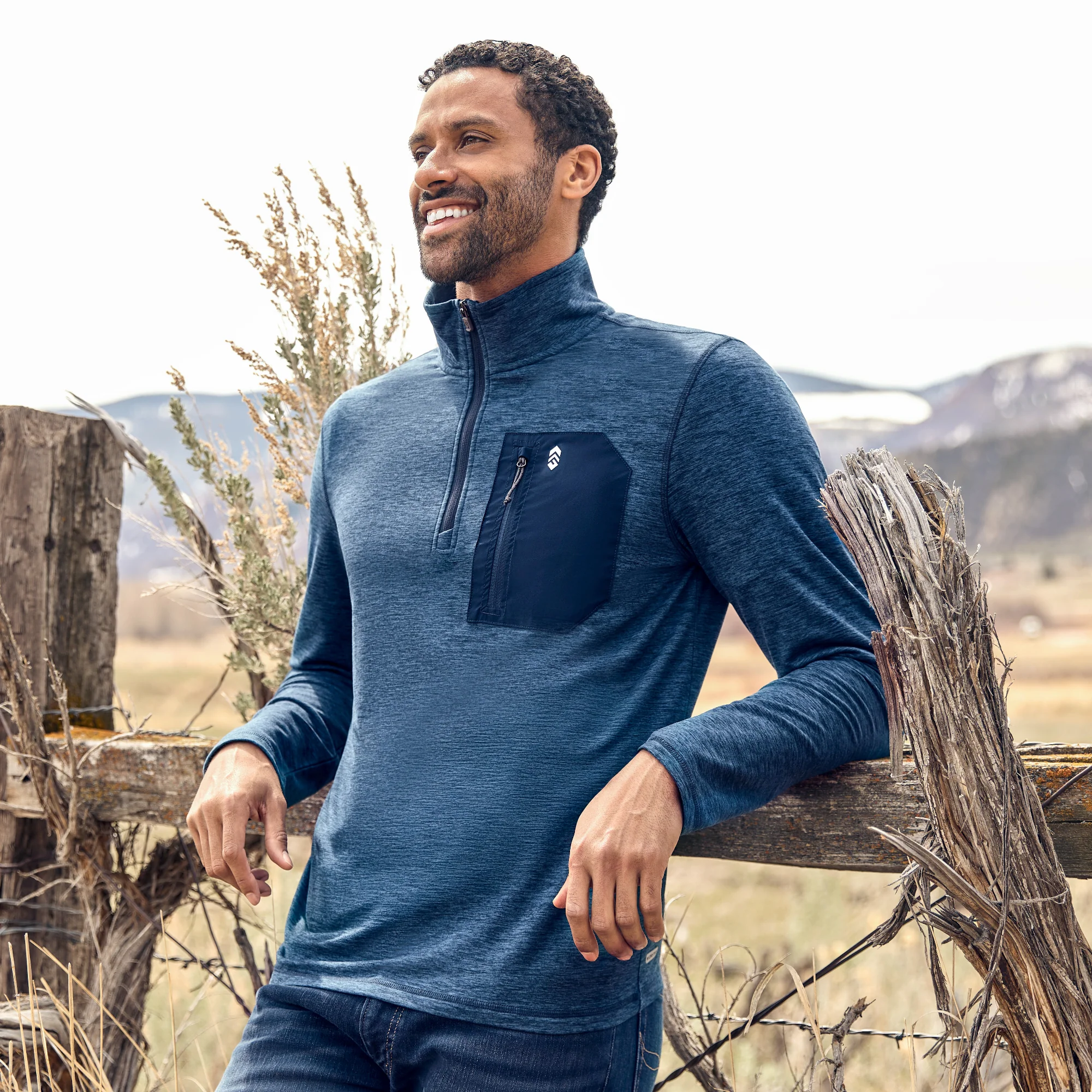 Men's Sueded Spacedye Quarter Zip Long Sleeve Shirt - Image 5
