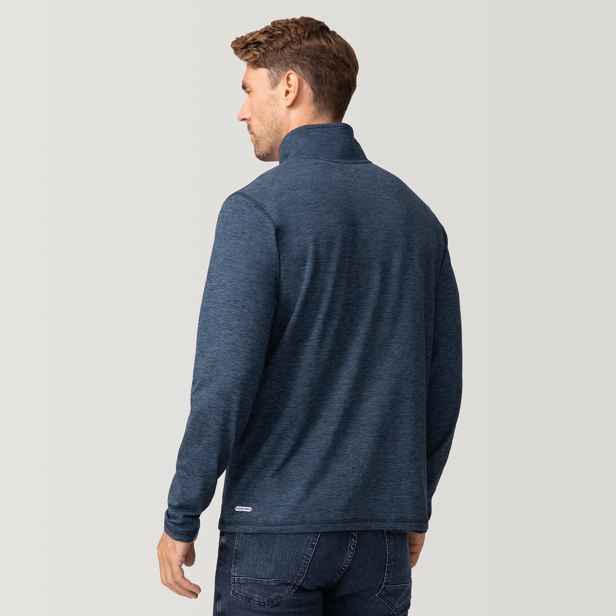 Men's Sueded Spacedye Quarter Zip Long Sleeve Shirt - Image 6