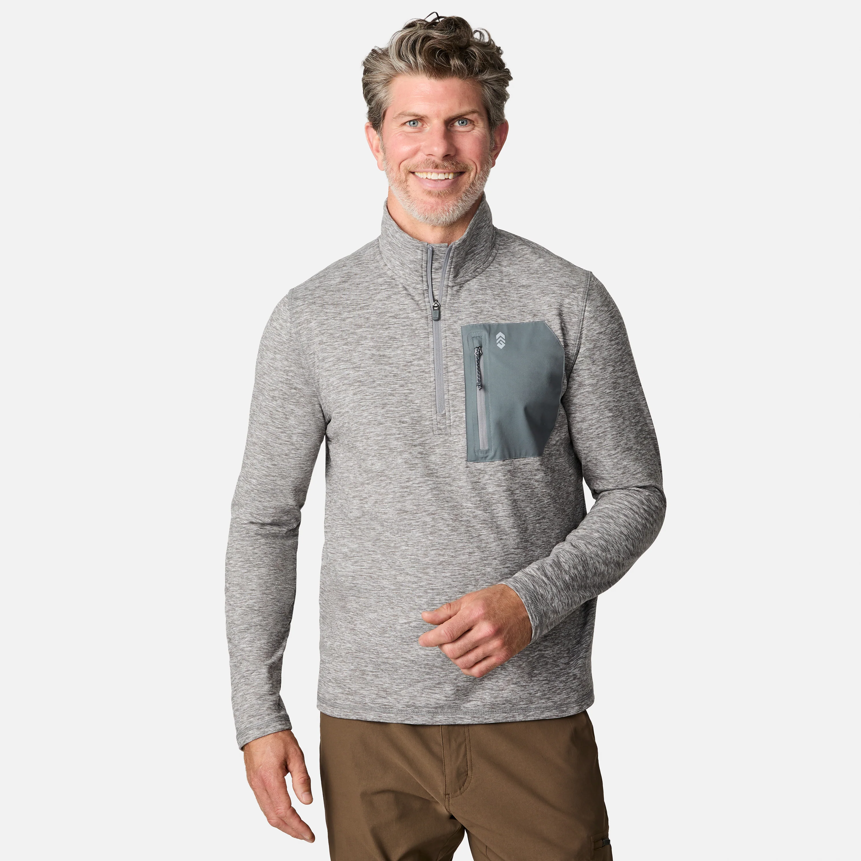 Men's Sueded Spacedye Quarter Zip Long Sleeve Shirt - Image 7
