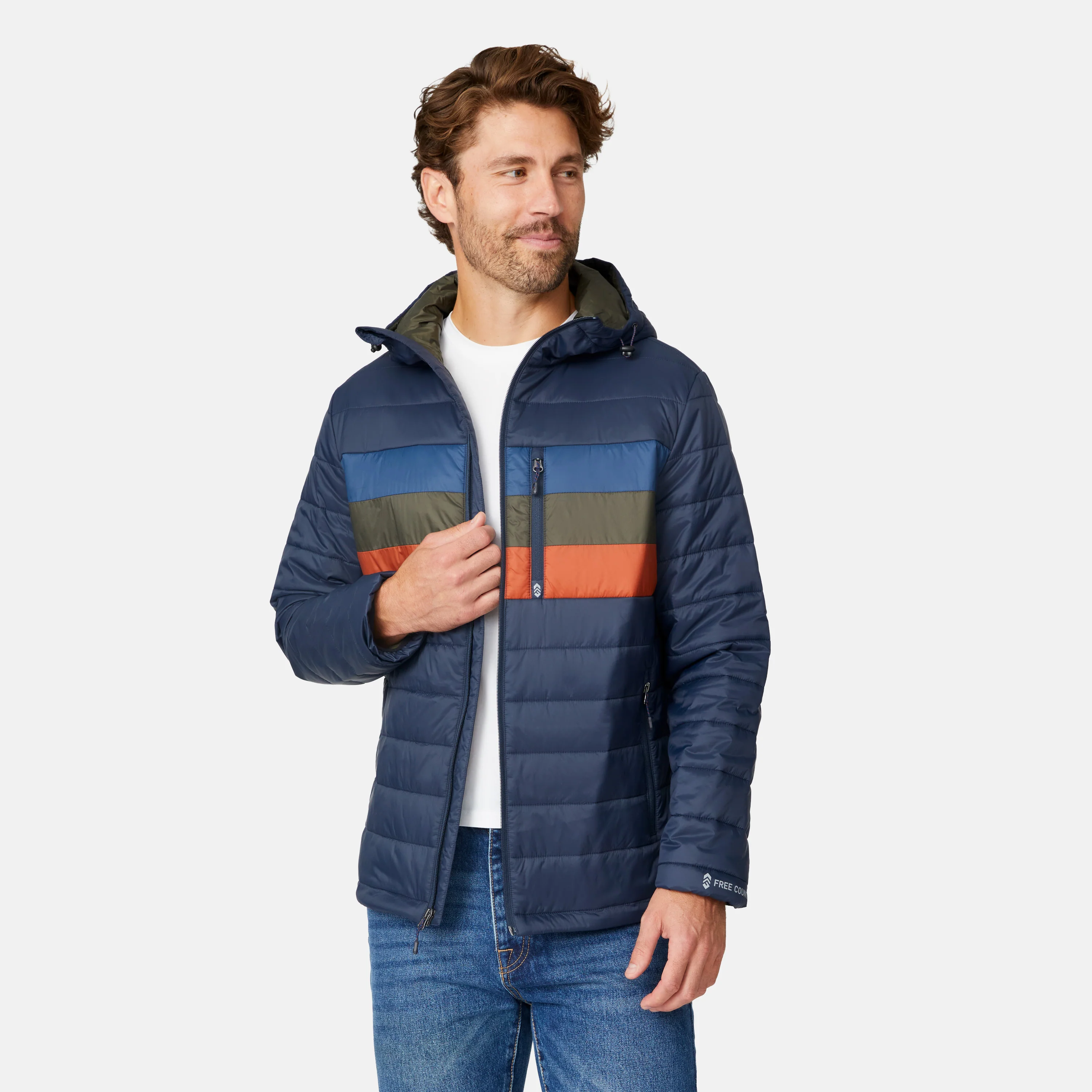 Men's Tri-Color Hooded Puffer Jacket - Image 2