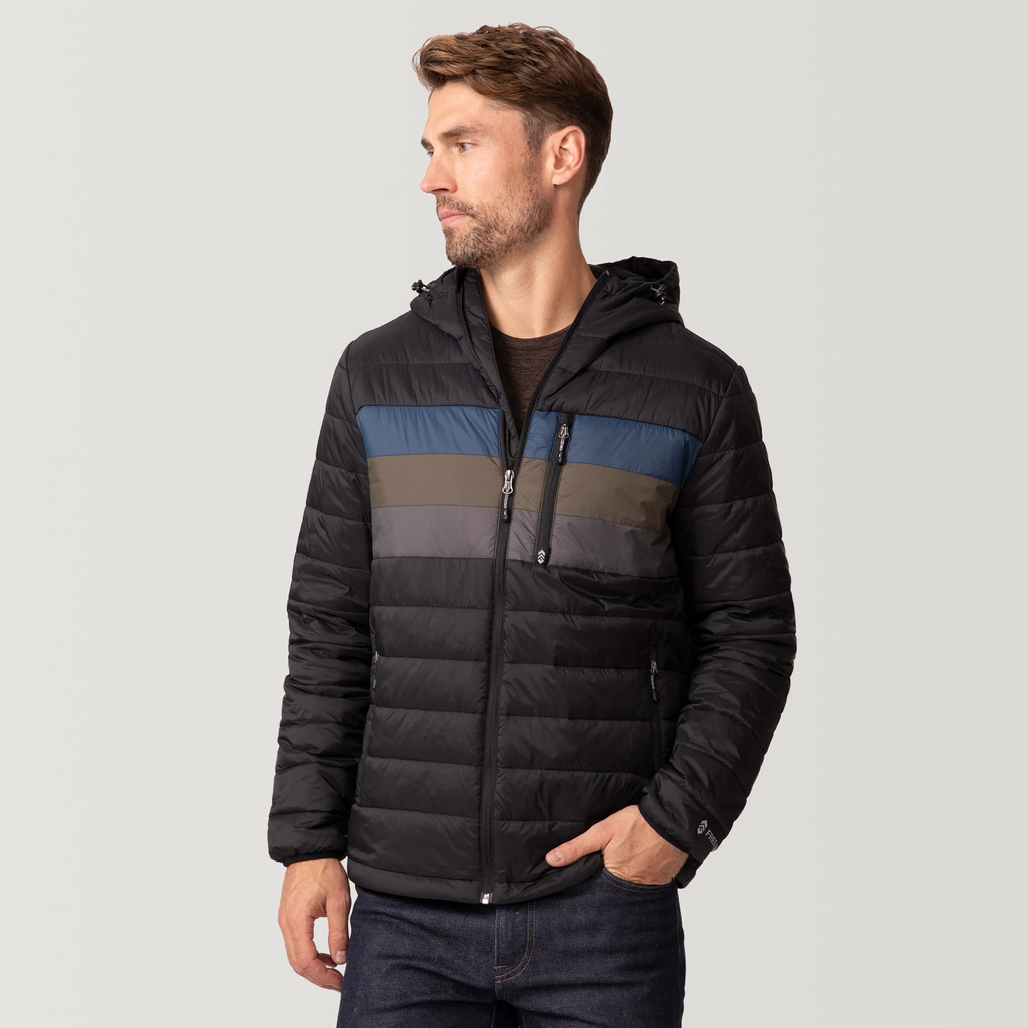 Men's Tri-Color Hooded Puffer Jacket - Image 8