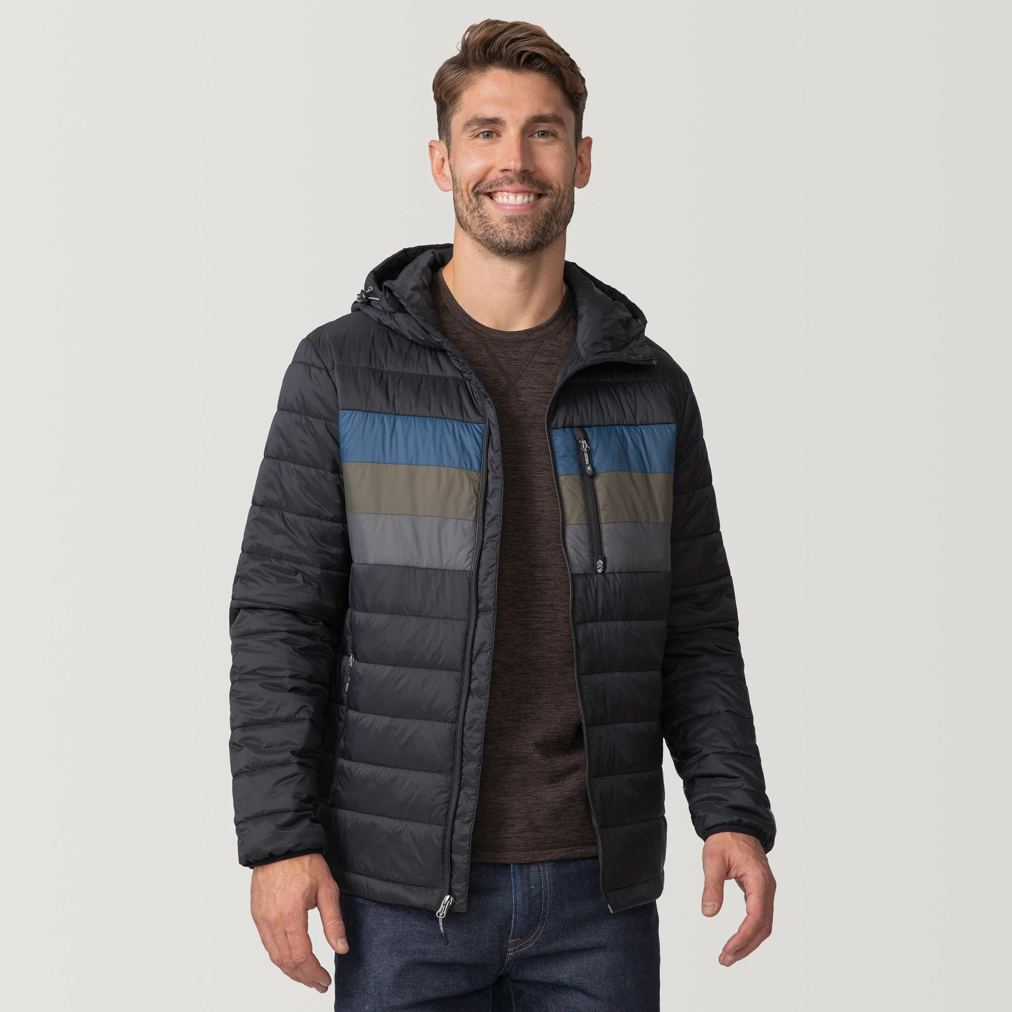 Men's Tri-Color Hooded Puffer Jacket - Image 9