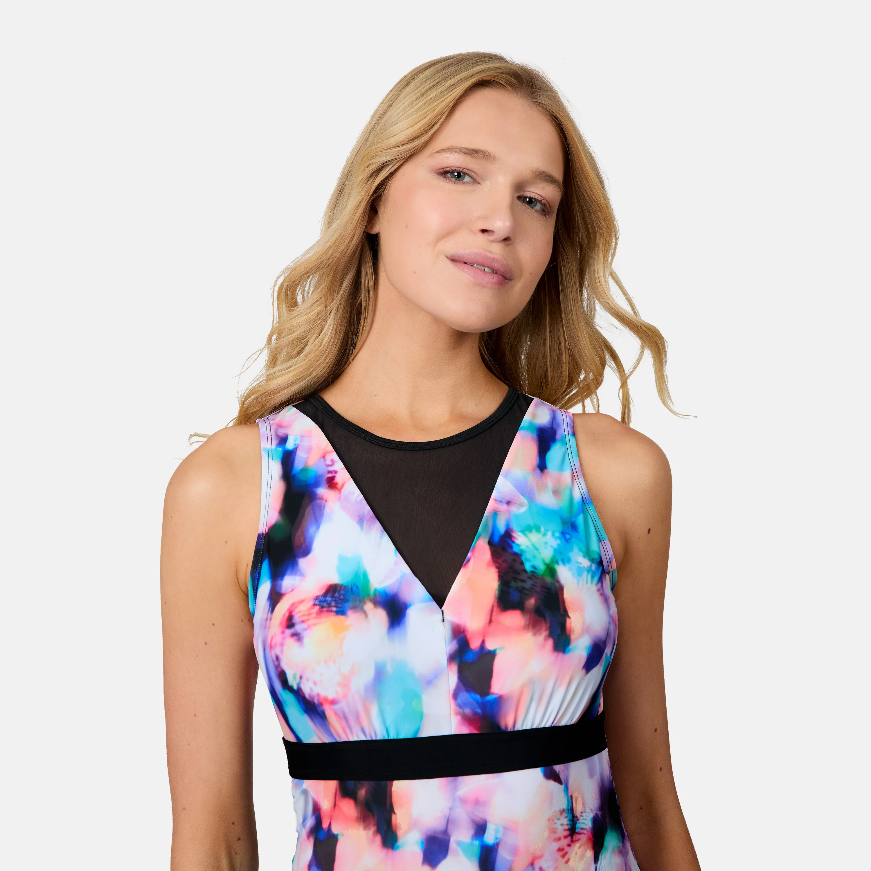 Women's Dreamy Floral Mesh V-Neck Tankini Top - Image 4