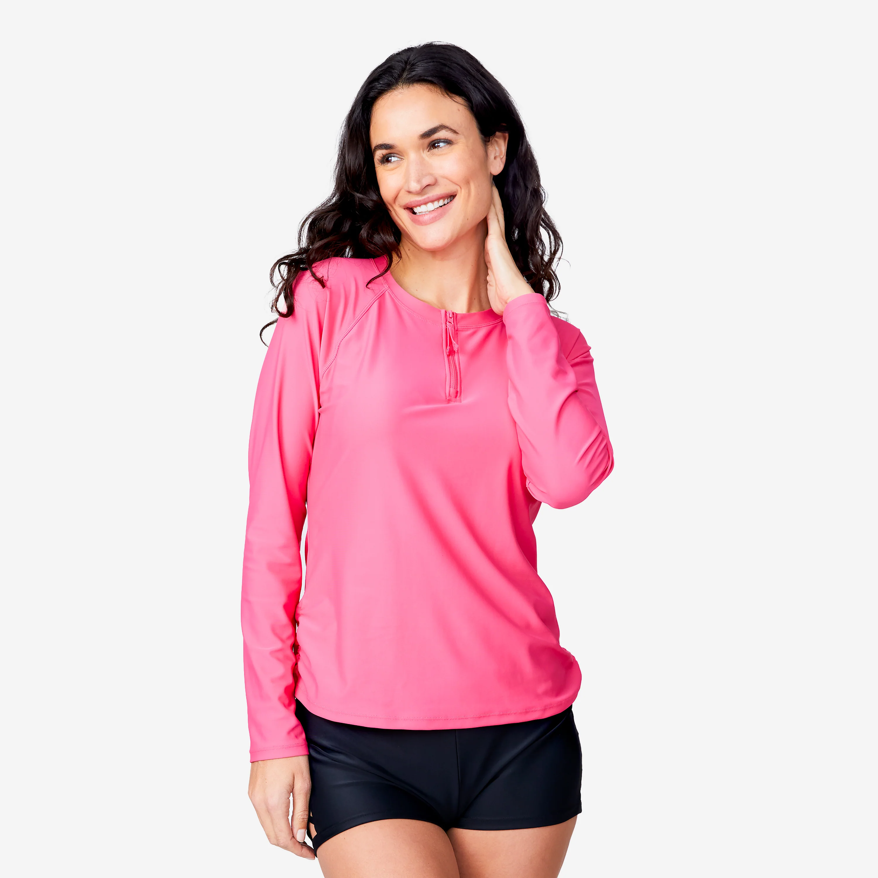 Women's Long Sleeve Zip Swim Shirt with Built-in Bra - Image 3