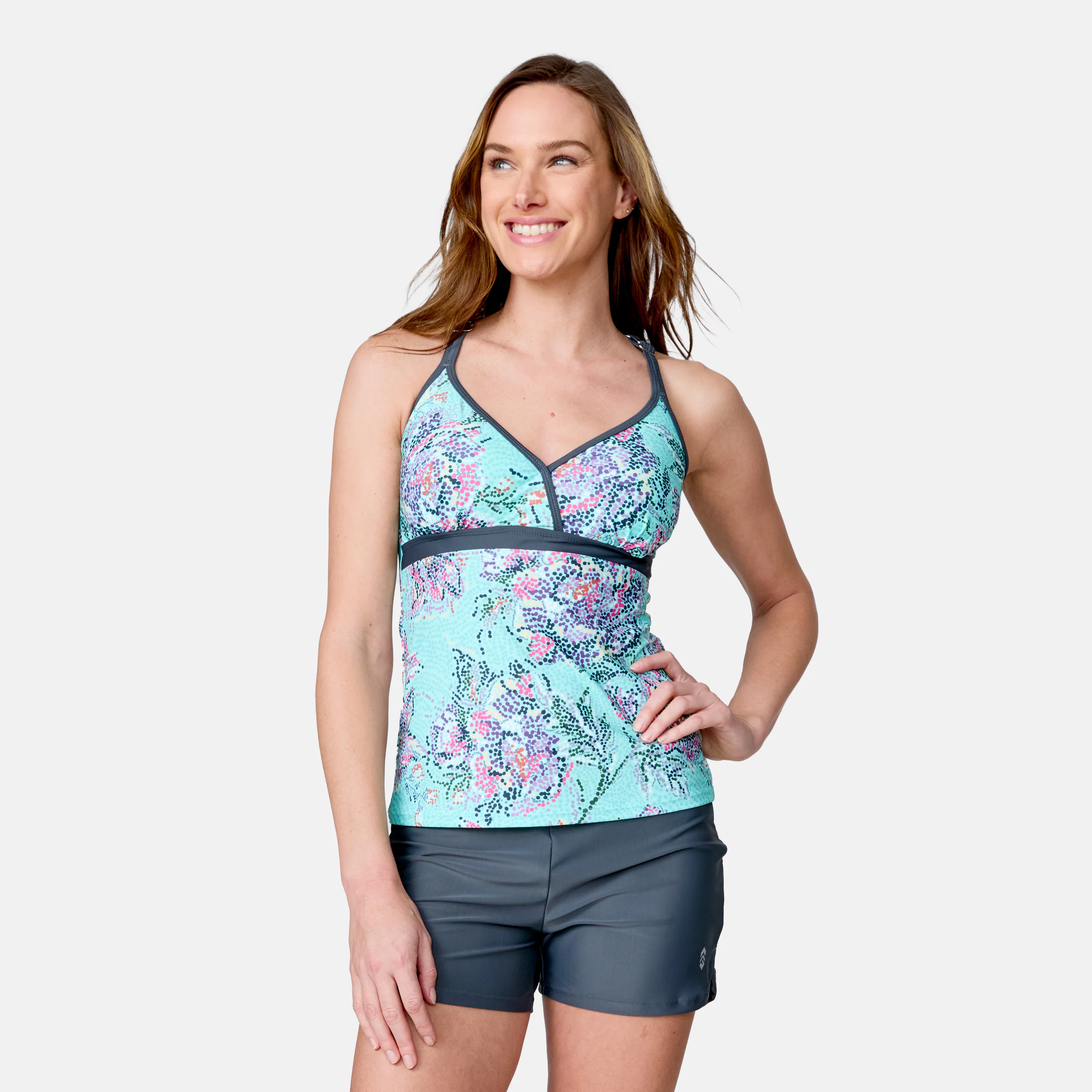 Women's Mosaic Garden Macrame Back Tankini Top - Image 3