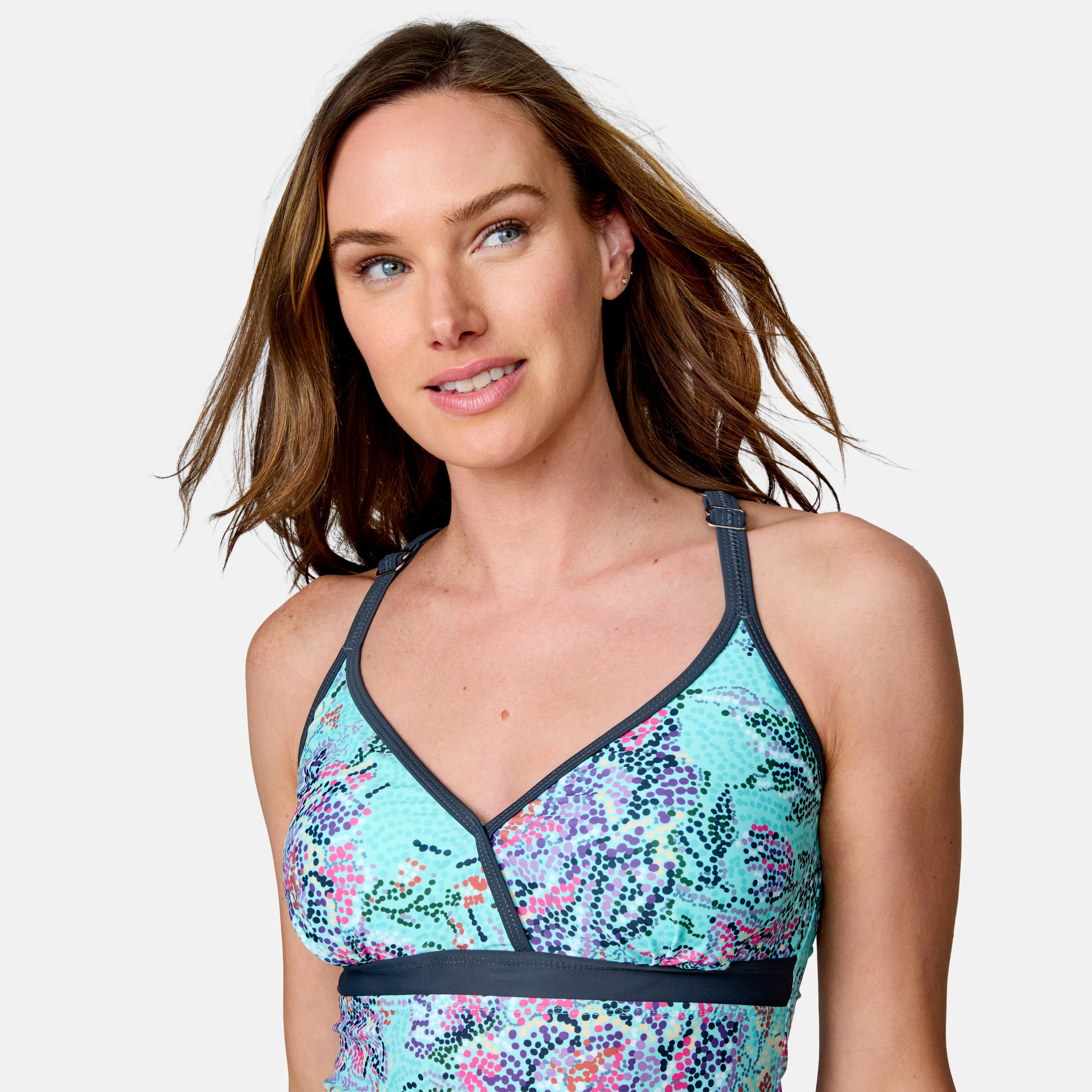Women's Mosaic Garden Macrame Back Tankini Top - Image 4