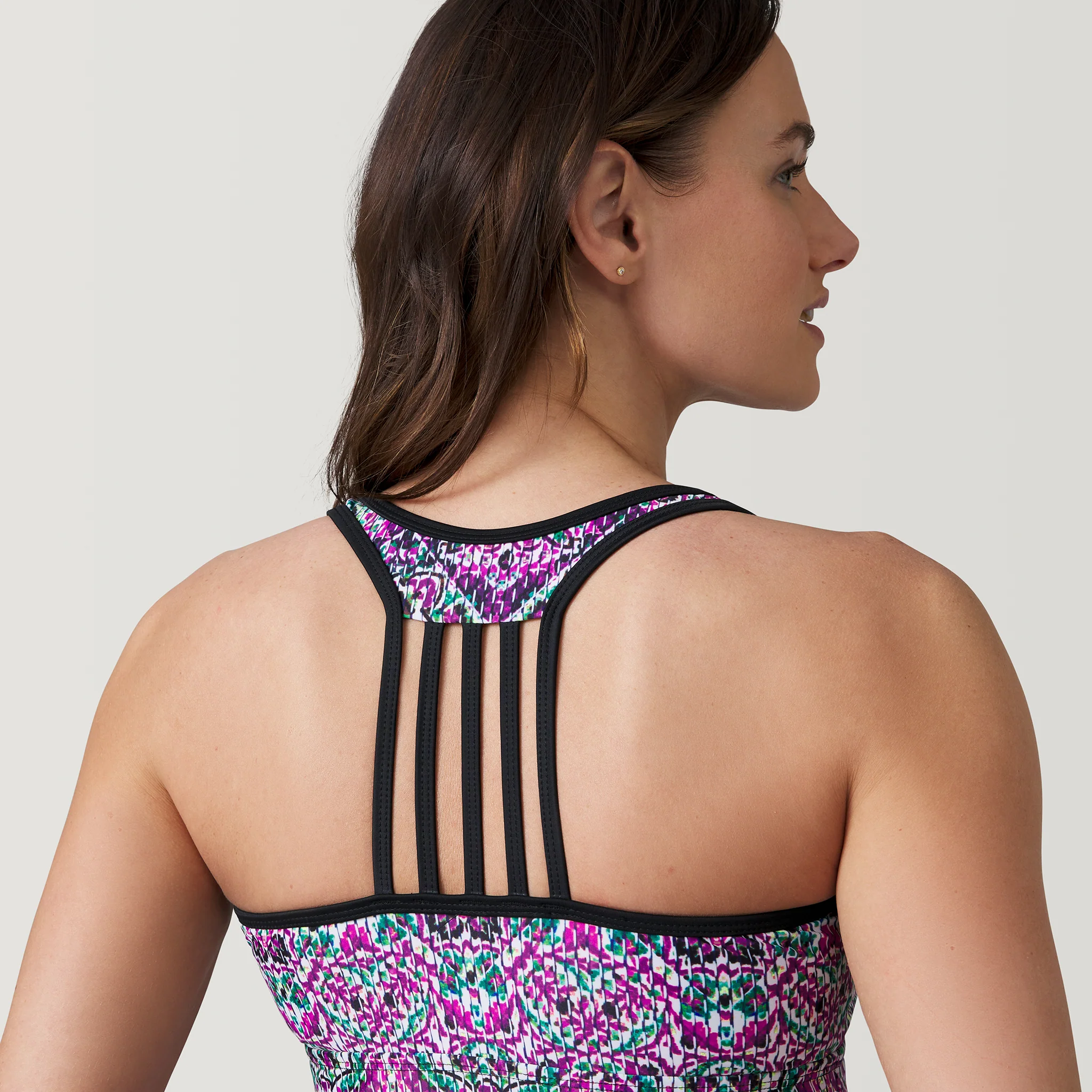 Women's Mosaic Mirage Lace Up Racerback Tankini Top - Image 2