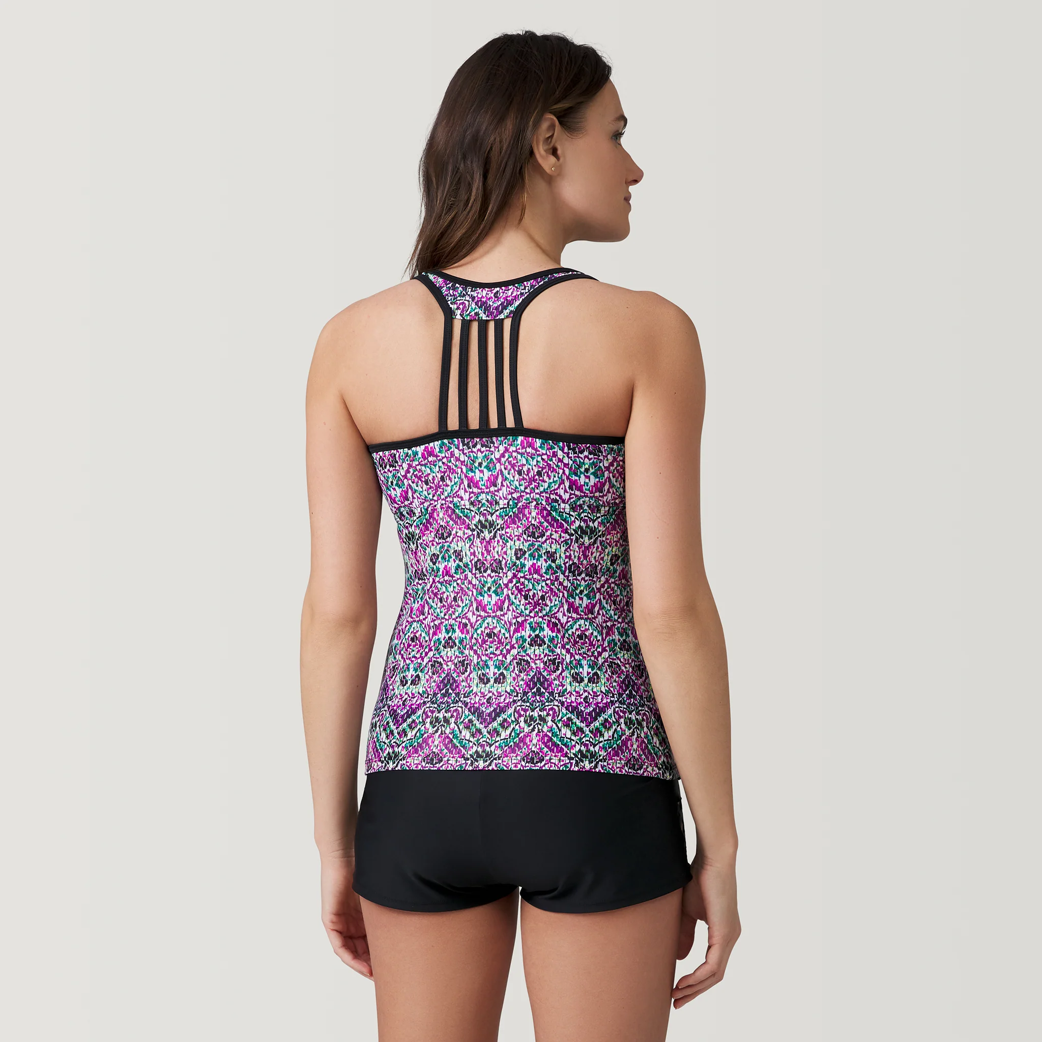 Women's Mosaic Mirage Lace Up Racerback Tankini Top - Image 4