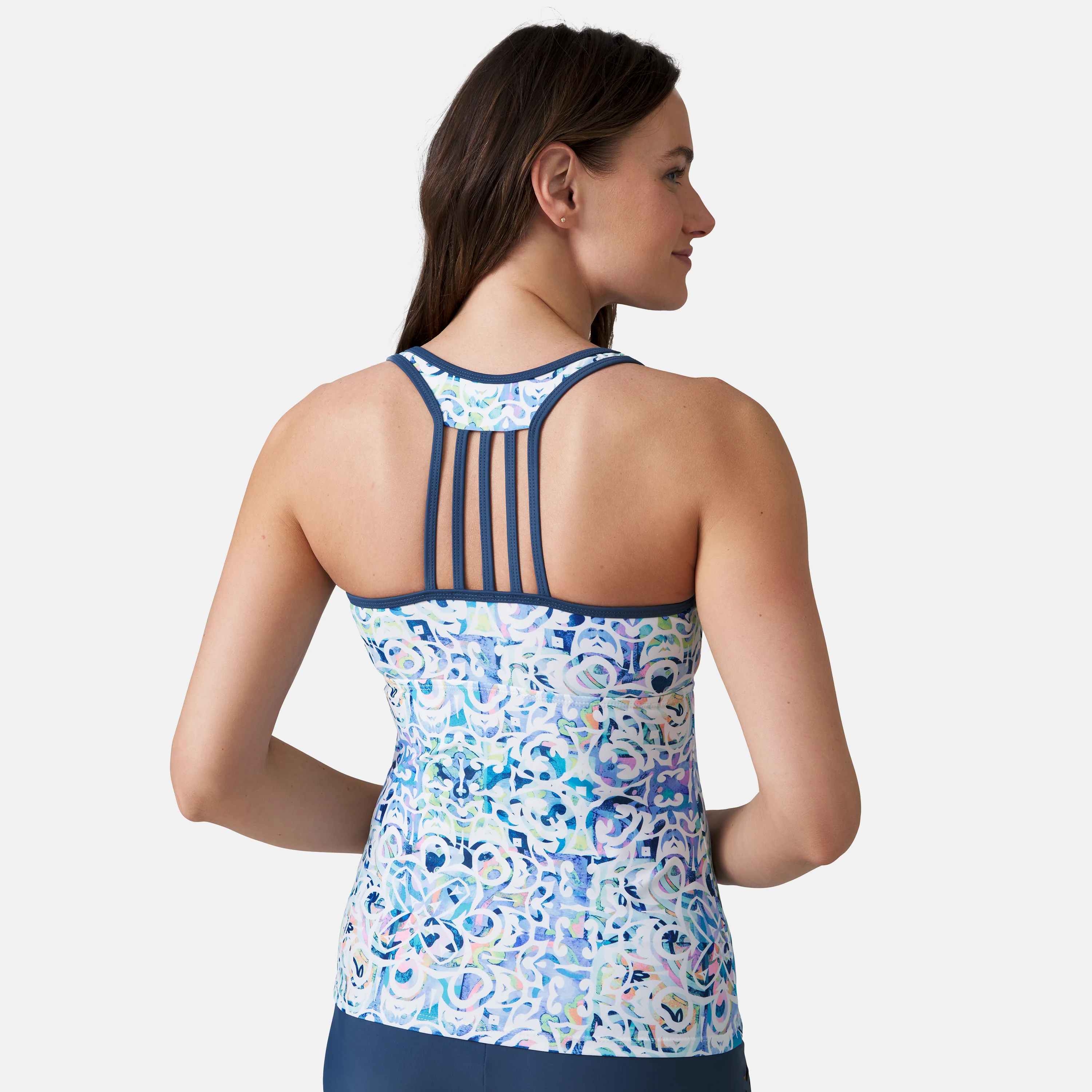 Women's Mosaic Mirage Lace Up Racerback Tankini Top - Image 6