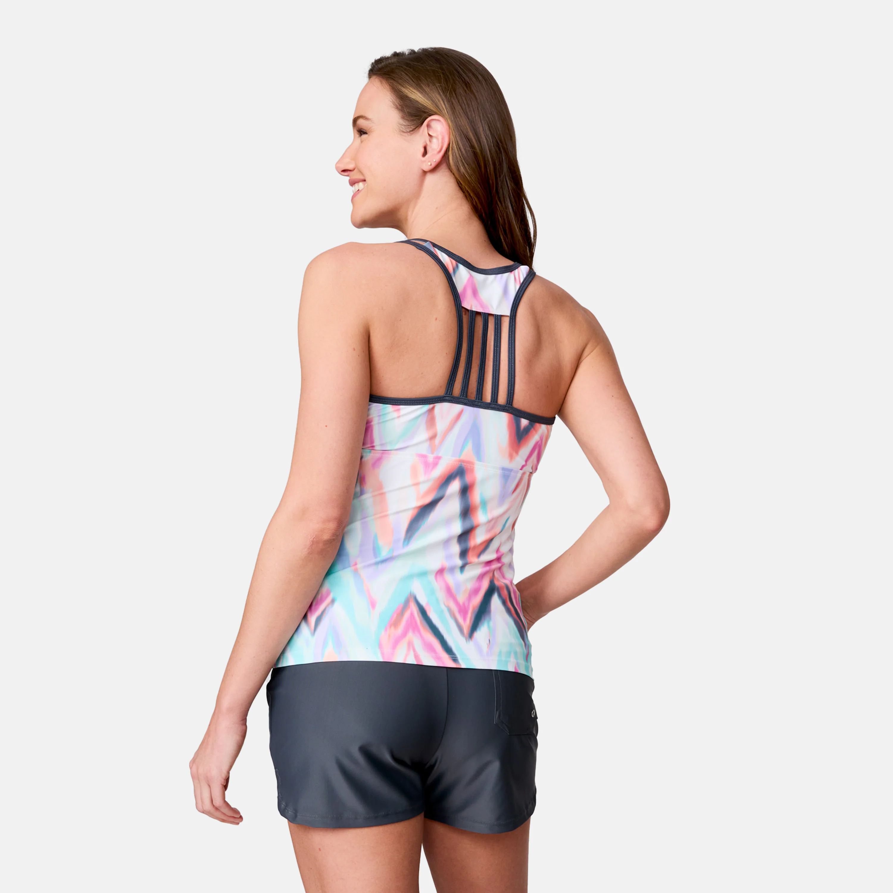 Women's Oasis Chevron Lace-Up Racerback Tankini Top - Image 4