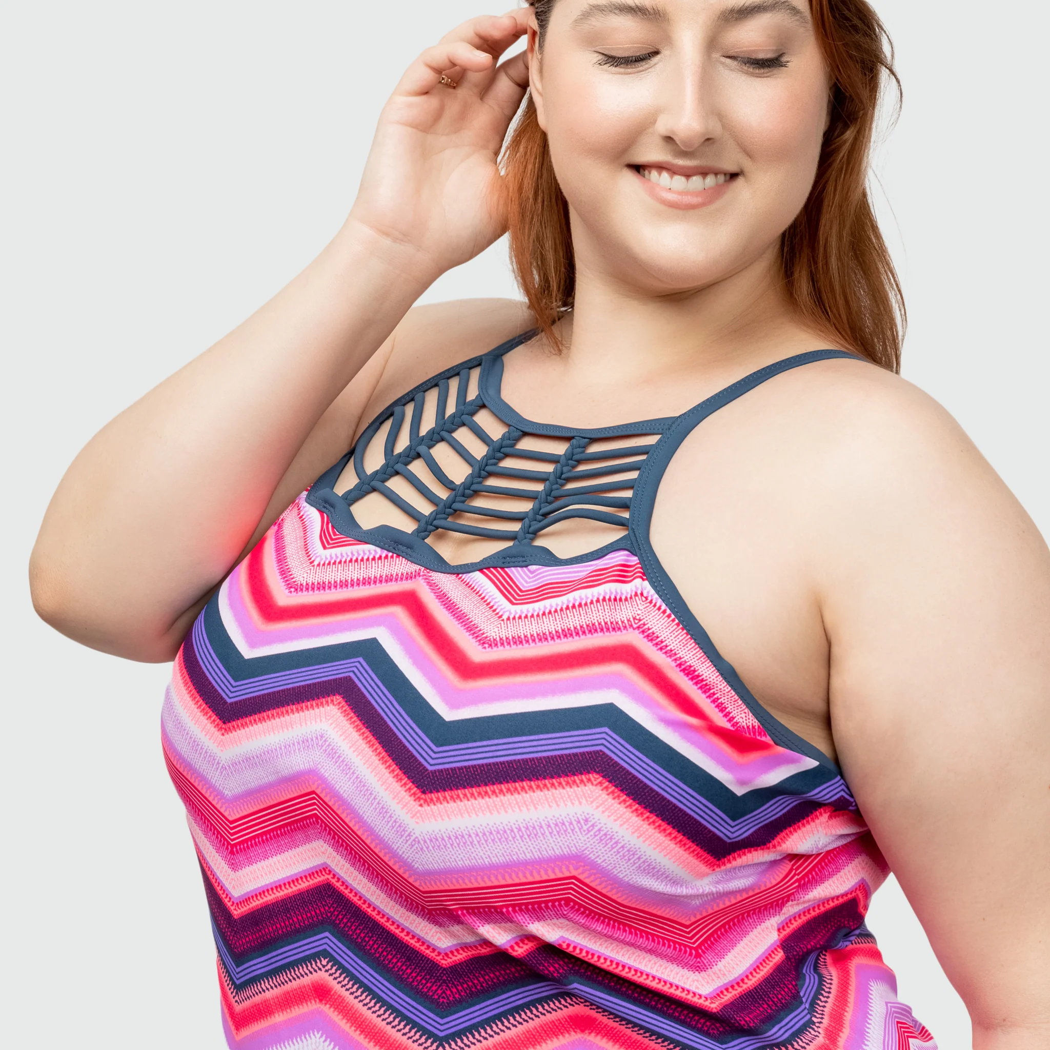 Women's Plus Size High Neck Braided Tankini Top - Image 2