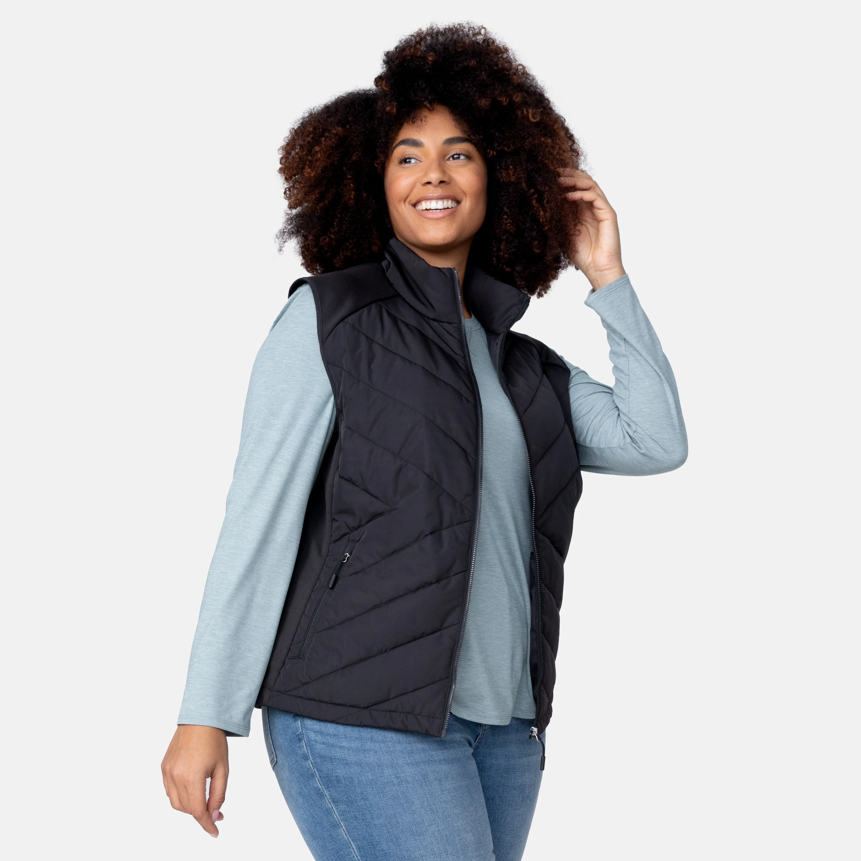 Women's Plus Size Quilted Hybrid Vest - Image 4