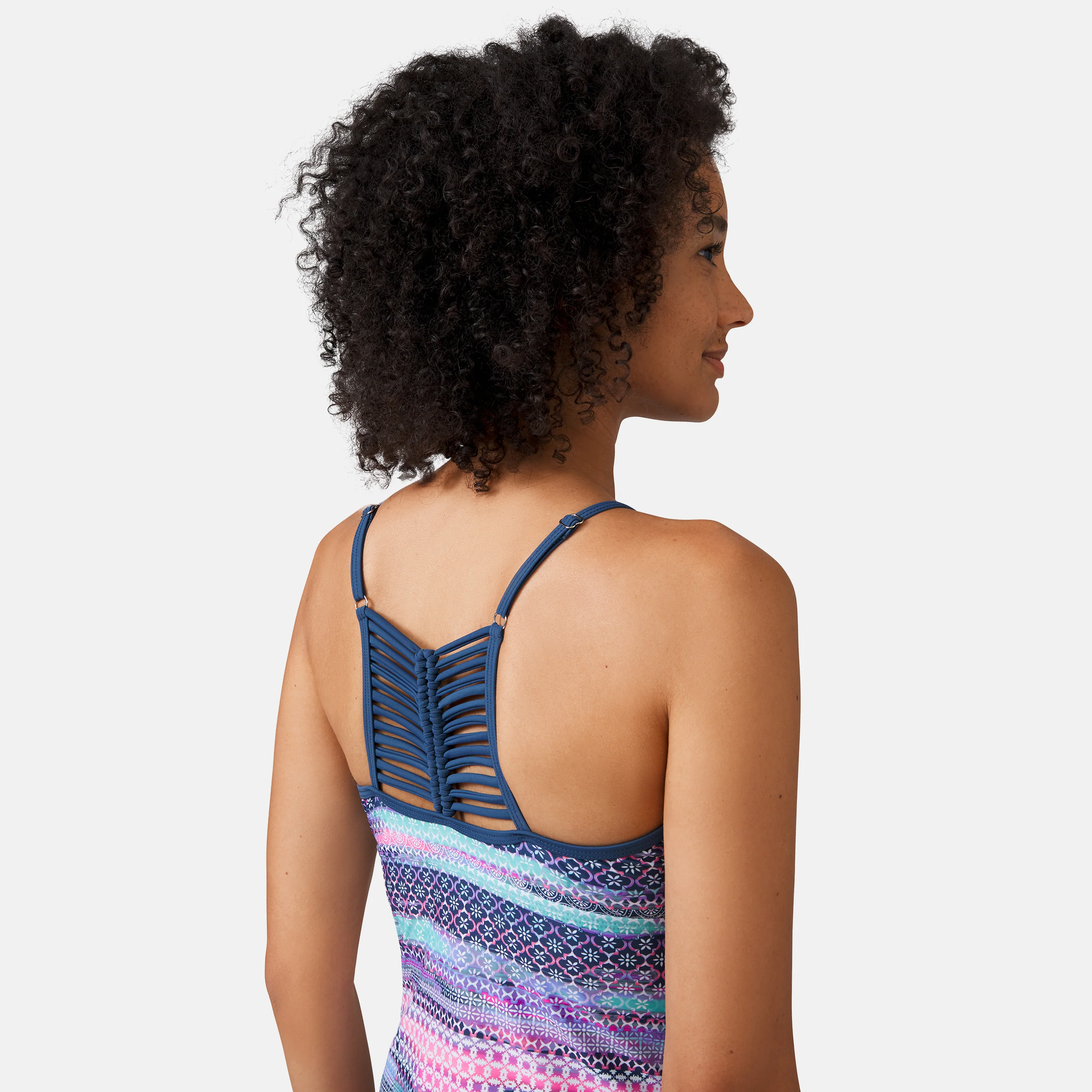 Women's Summer Haze High Neck Macrame Back Tankini Top - Image 3