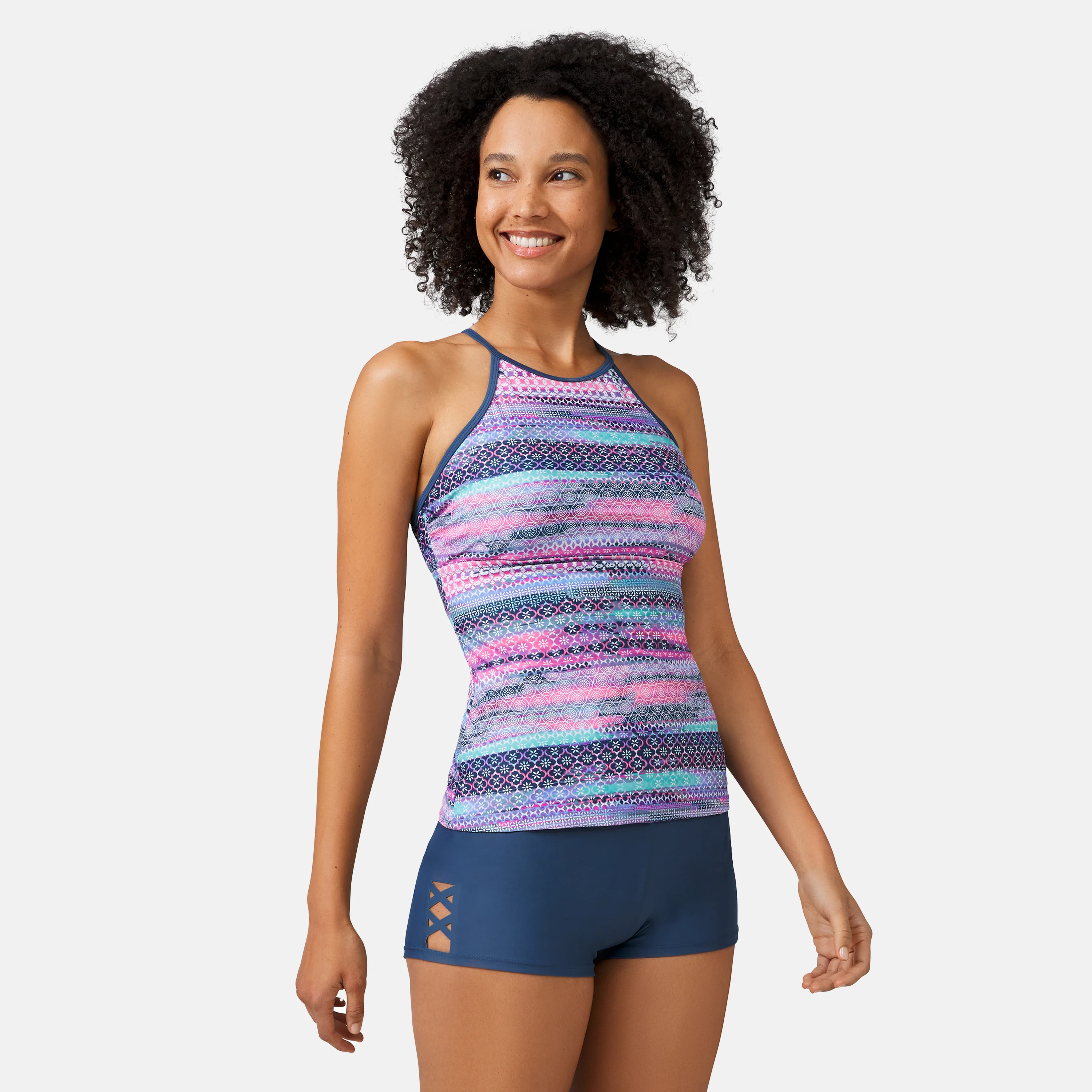 Women's Summer Haze High Neck Macrame Back Tankini Top - Image 5