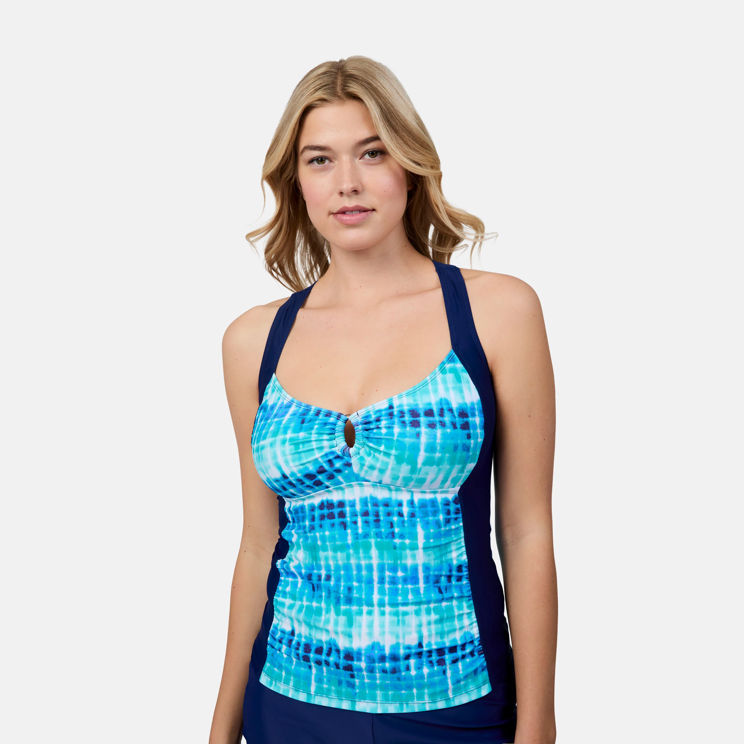 Women's Tidal Tracks Shirred Front Tankini Top - Image 3