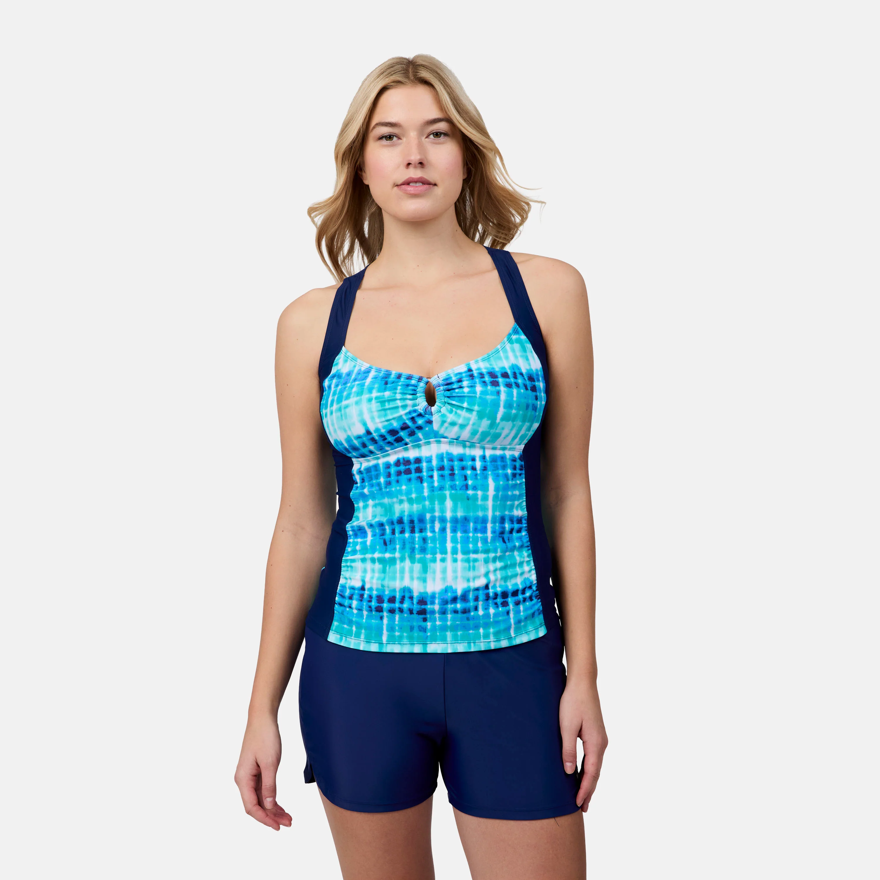 Women's Tidal Tracks Shirred Front Tankini Top - Image 5