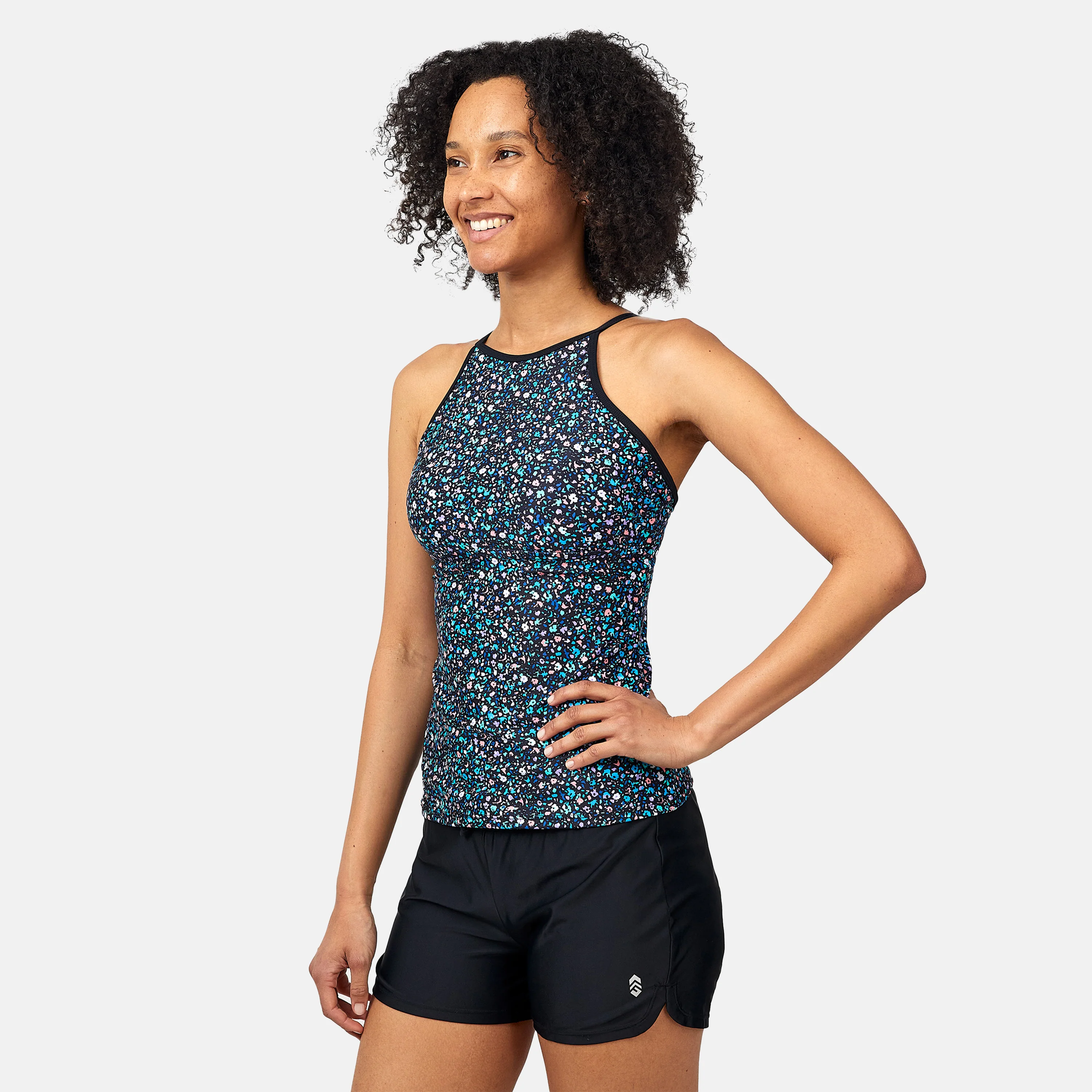 Women's Wildflower High Neck Macrame Back Tankini Top