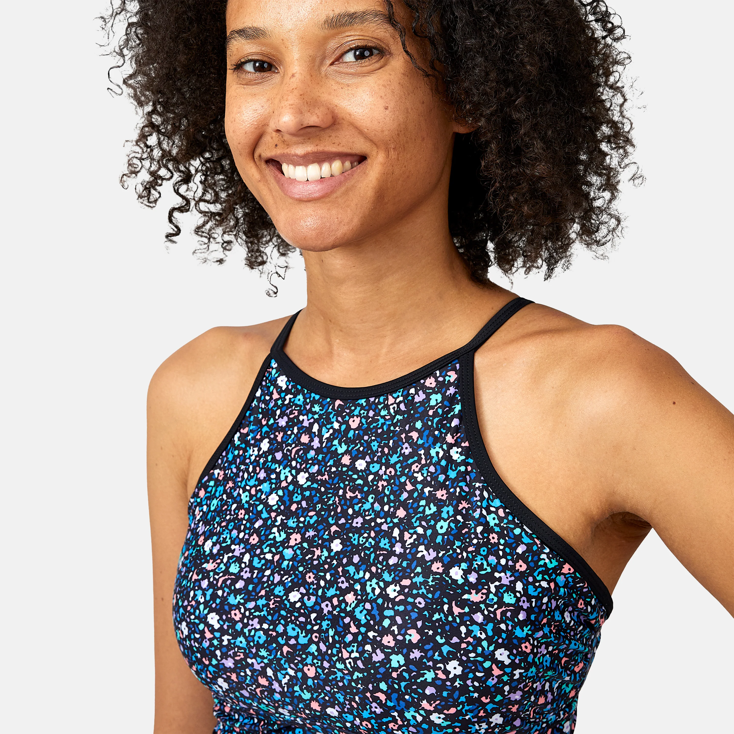 Women's Wildflower High Neck Macrame Back Tankini Top - Image 3