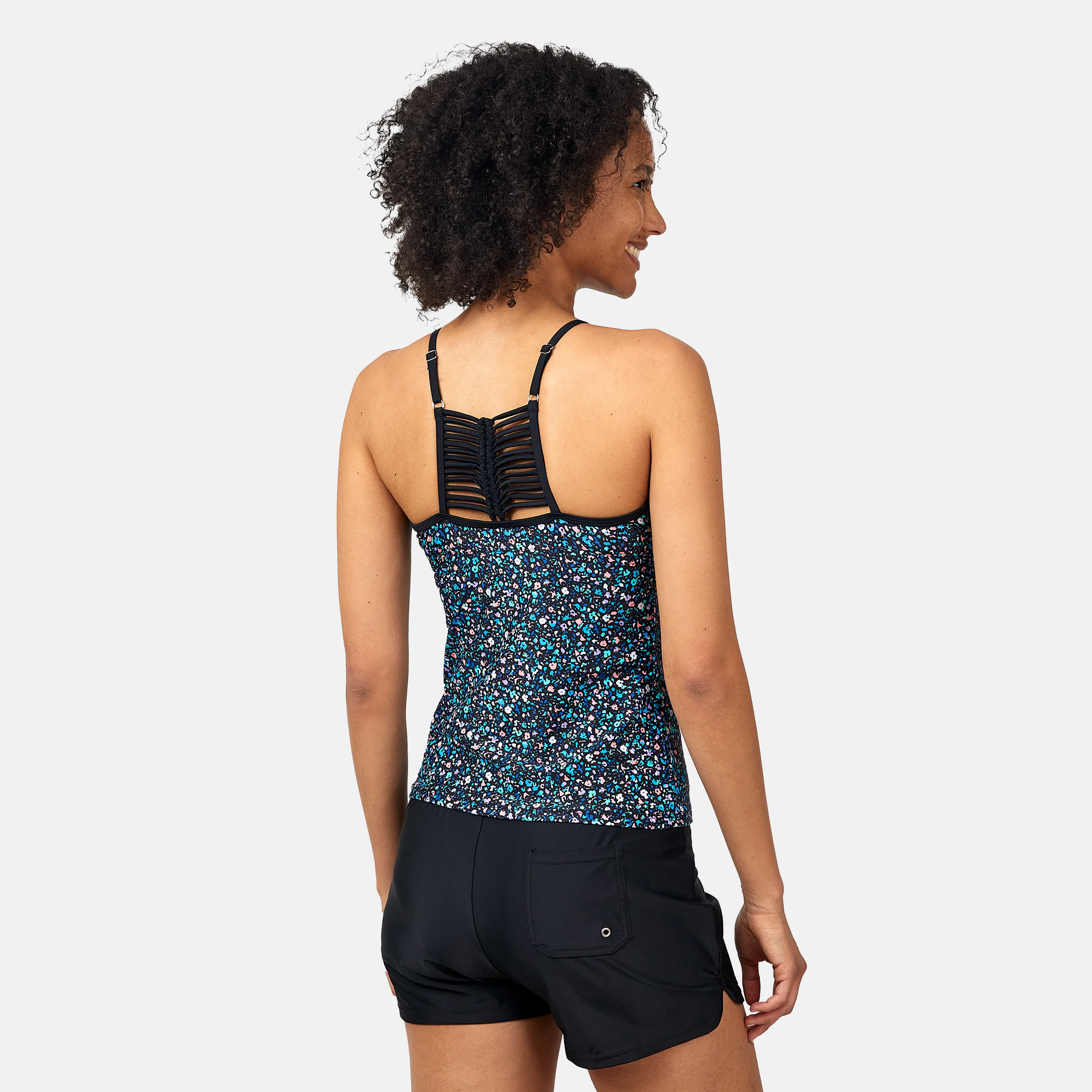 Women's Wildflower High Neck Macrame Back Tankini Top - Image 4